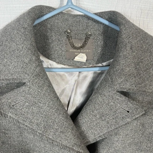 J. Crew Pea Coat Stadium Cloth Nello Gori Gray Gold Button Jacket size 8‎ - Picture 5 of 12